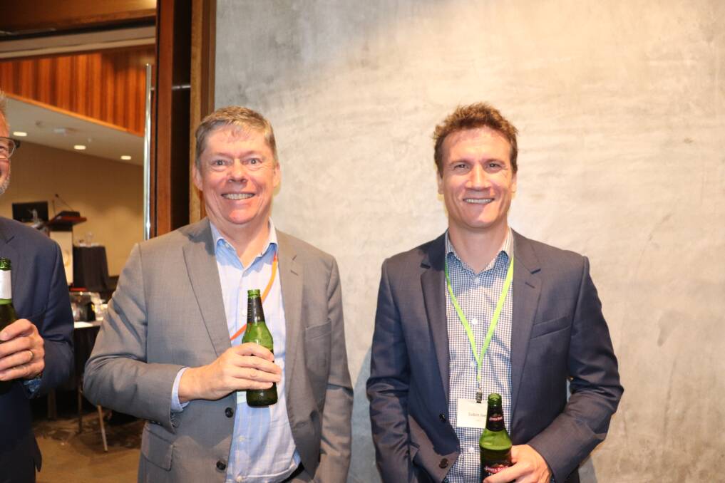 RSM director Ross Paterson (left), with ANZ State agribusiness manager Sabin Ivey.