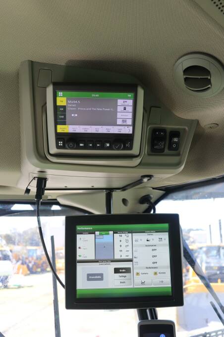 The new cab on the X9 includes a new infotainment system (top screen) which provides improved connectivity. 