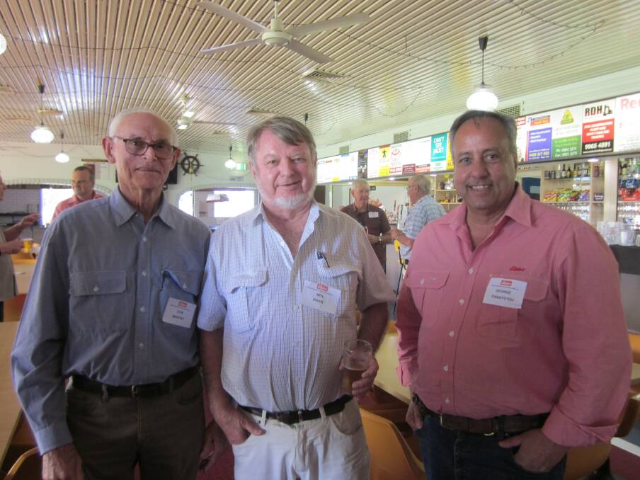 Don Moffat (left), Neil Davis and George Panayotou, attended the EPEA event at the local Geraldton bowling club.