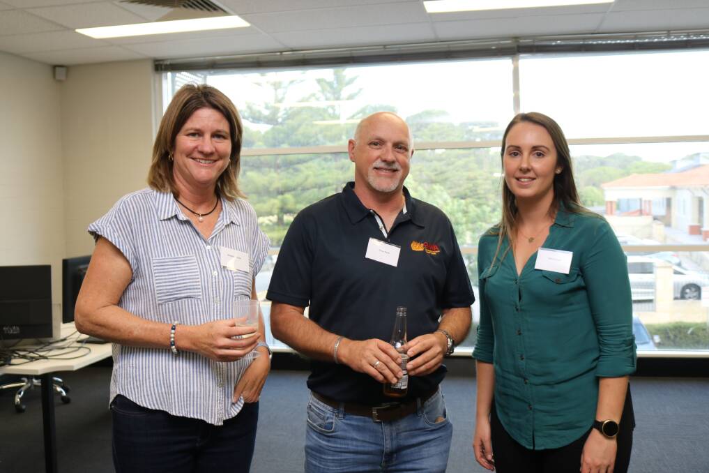 Checking out the indoor office space were TW Pearson & Son's Natasha Creese (left), Perth, GIWA executive officer Peter Nash, Perth and Shay Crouch, Perth NRM.