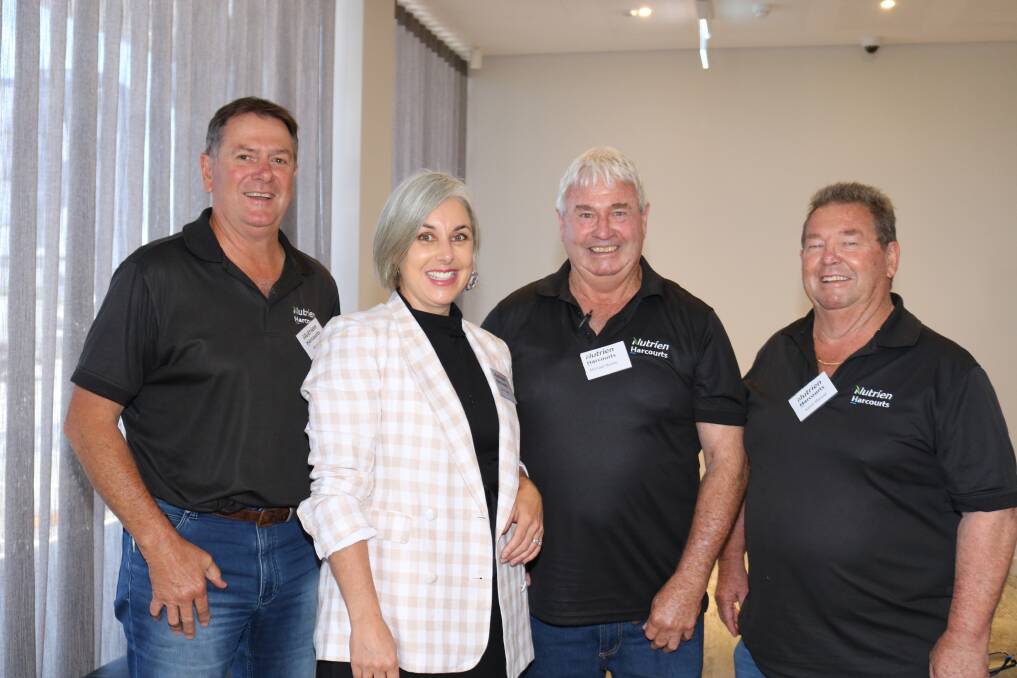 A few points on the map were represented when Nutrien Harcourts real estate sales representatives Brad King (left) and Lucie Taylor, Geraldton, joined with Mike Moore, Gnowangerup and Kevin Manuel, Bolgart/Wongan Hills.