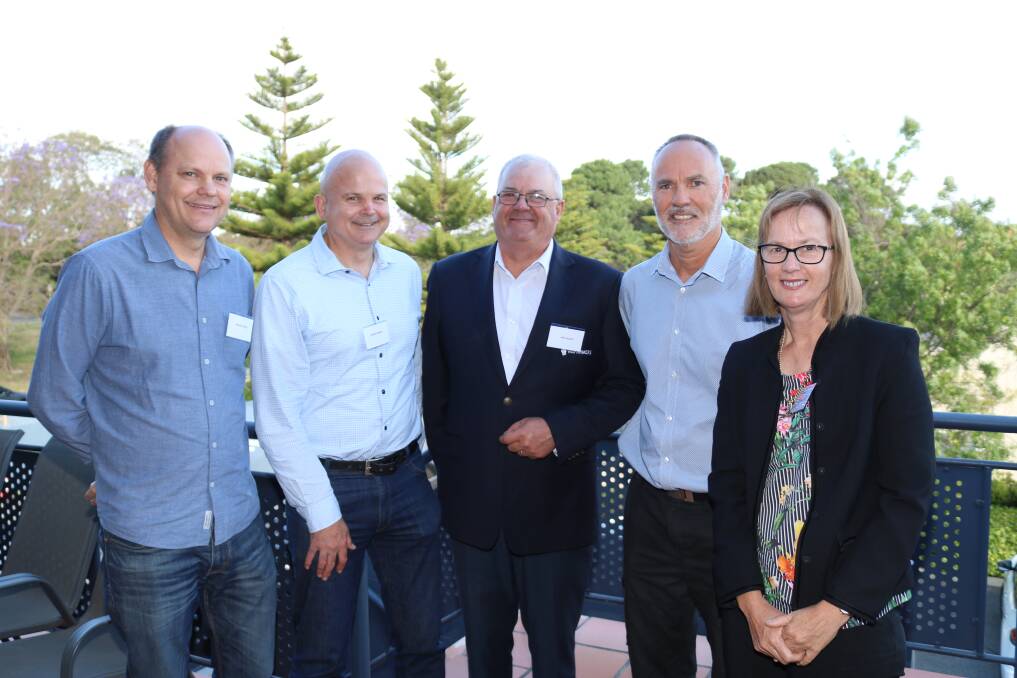 At the opening of WAFarmers new office were board member Michael Tarling (left), Milne Feeds, Richard Gregson, Walker Wayland, WAFarmers president John Hassell, Stephen Markey, Lease Negotiations WA and Anne Wilkins, Perth.