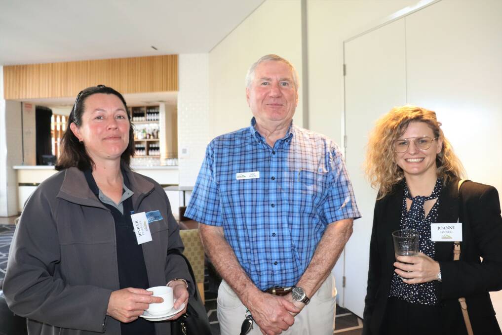 Jennifer Petchell (left), Beverley Hydra Boom managing director, John Henchy, Farm Machinery and Industry Association of WA executive officer and Joanne Pannell, Rocks Gone general manager, Welshpool.