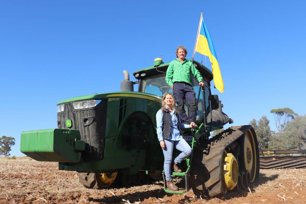Cunderdin farmers Jo and David Fulwood flew the Ukrainian flag during seeding to kickstart awareness of the GRAIN4UKRAINE appeal.