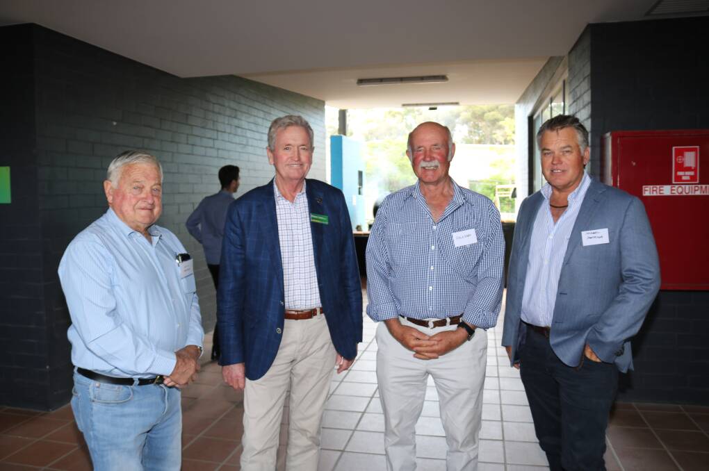 Catching up at the opening were Mike Norton (left), Safe Farms, Capel, Moore MP Shane Love, Dale Park, Badgingarra and WAFarmers board member Michael Partridge, Brunswick.