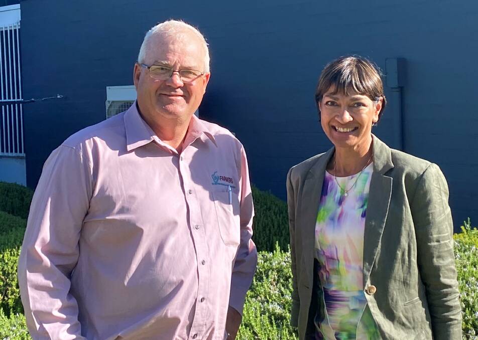 WAFarmers president John Hassell with the Australian government's first special representative for agriculture, Sue McCluskey, in Perth last week.