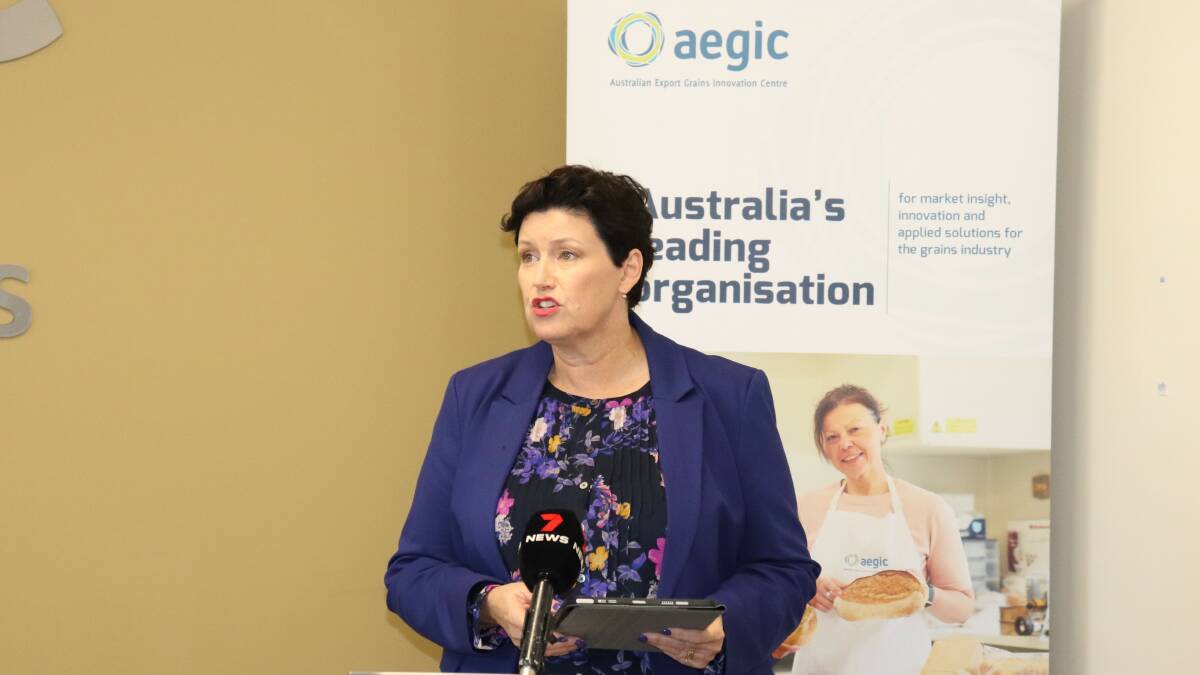 The State's Agriculture and Food Minister speaking at the Australian Export Grains Innovation Centre (AEGIC) Perth headquarters on Wednesday.