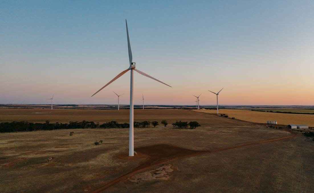 An aerial view of Collgar Wind Farm, Merredin. The Wheatbelt accounts for about 60 per cent of the States renewable energy requirements. Photo by Tourism WA.