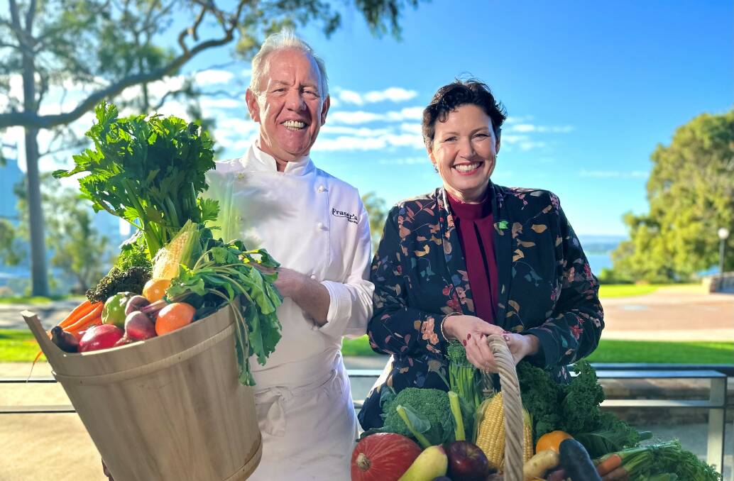 Frasers Restaurant Group executive chef Chris Taylor with WA Agriculture and Food Minister Jackie Jarvis at the Plating Up WA 2023 launch at Frasers Restaurant, Kings Park last week.