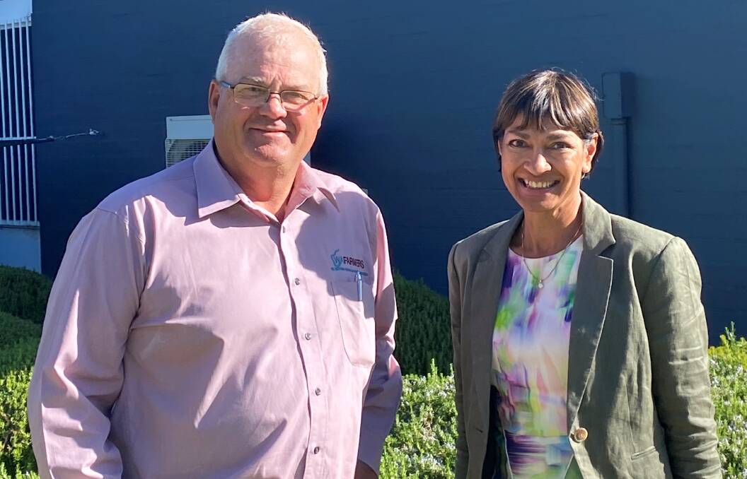  WAFarmers president John Hassell with Australia's first special representative for agriculture Su McCluskey on her visit west last month.