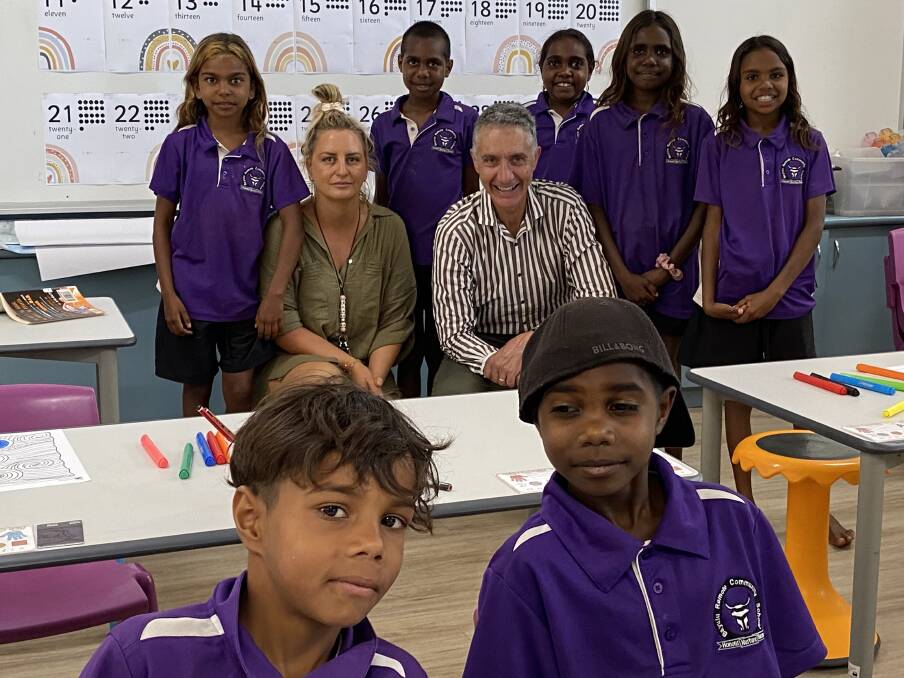 Minister Buti met with students at the Bayulu Remote Community School near Fitzroy Crossing, following the Kimberley floods earlier this year. 