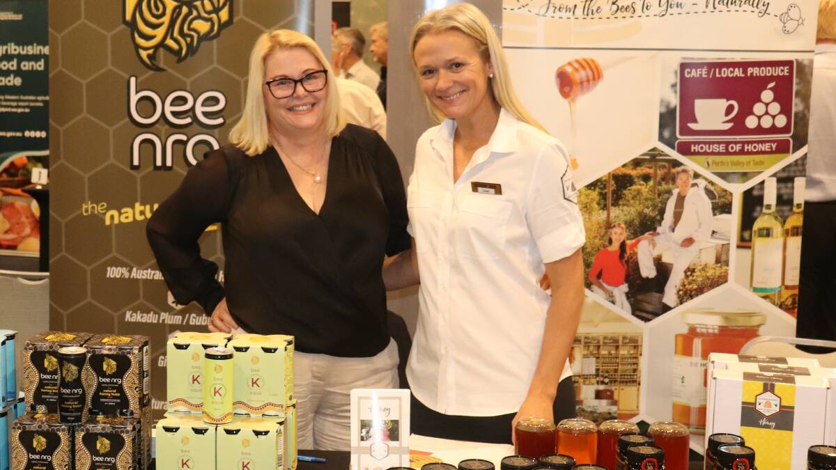 The Bee Firm chief operating officer Jane Cook (left), with The House of Honey marketing and export manager Leigh Taylor showcasing some of their products at the Duxton Hotel, Perth.