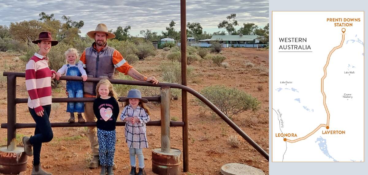 Jasmine and Jack Carmody, Prenti Downs station, with their children Lyra, now 2, Verety, 5, and Ysobel, 4. They are applying the lessons learned over generations of broadacre farming at Esperance to the remote pastoral property.