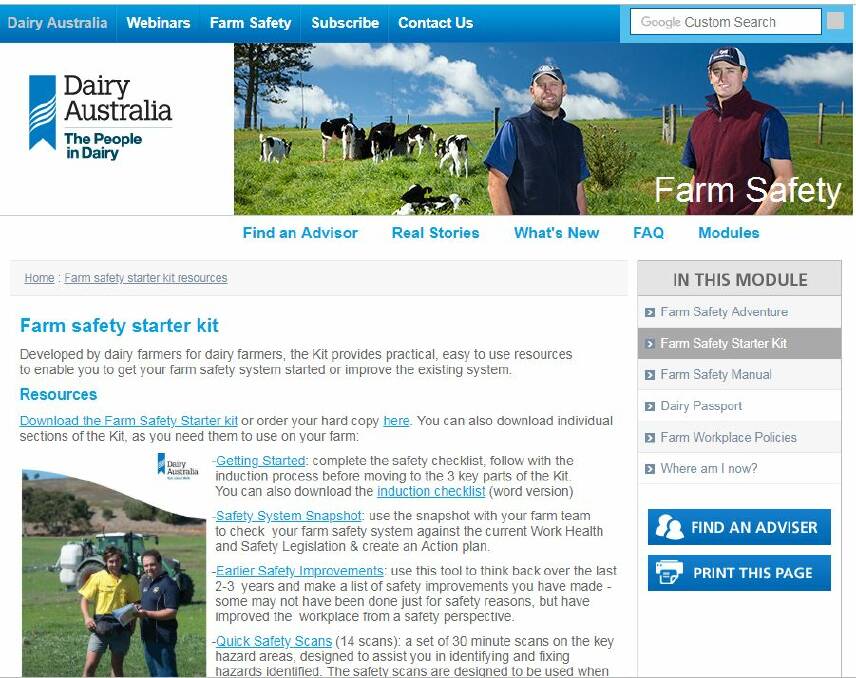 WEBSITE: The farm safety website has a range of tools to help dairy farmers.