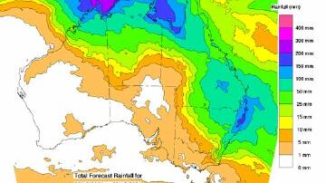 Total forecast rainfall from December 22 until December 29. Source, The BOM