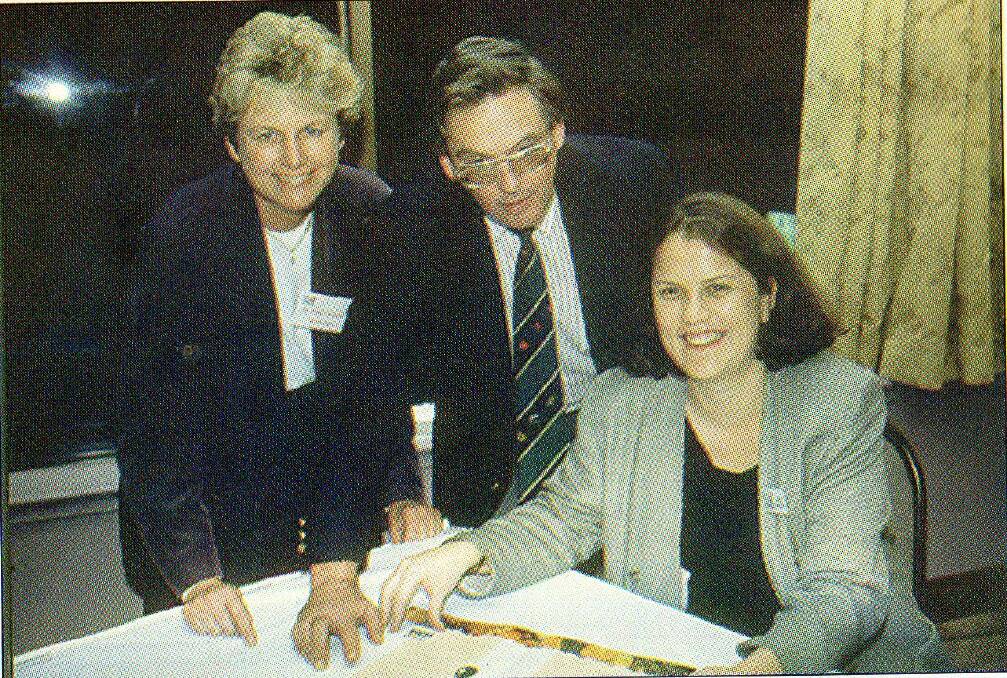 CONNECTED: Dr Weny Morgan, Institute of Horticultural Development, Tony Biggs, editor, Good Fruit & Vegetables and Jenny Margetts, business manager, horticulture, IAMA at the 1996 IAMA conference. 