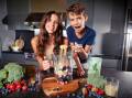 Sophia Ballan, 15 with Dion Ballan, 9, making a smoothie with Nutri V powder. Picture supplied