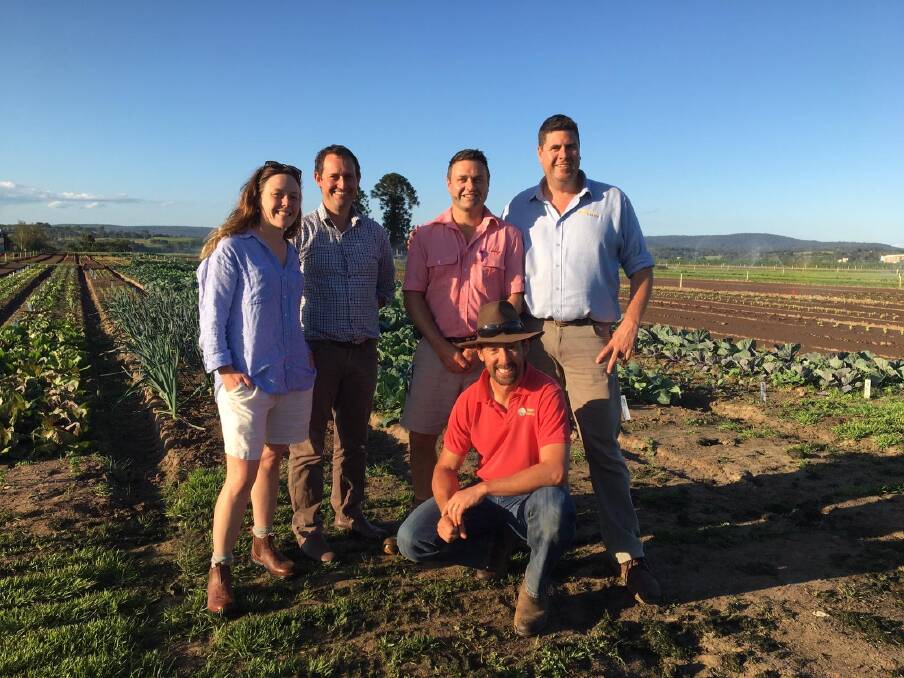READY: The organising team behind the East Gippsland Vegetable Innovation Days 2020, Bonnie Dawson, Daniel Hammond, Noel Jansz, Andrew Bulmer and (front) Stuart Grigg. Absent are Shayne Hyman, Kate Grigg and Jody O'Brien. 