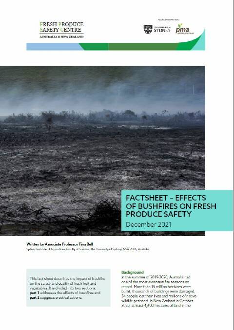 DOWNLOAD: The cover from the FPSC fact sheet on the effects of bushfires on food safety. Click on the image to download the document. 