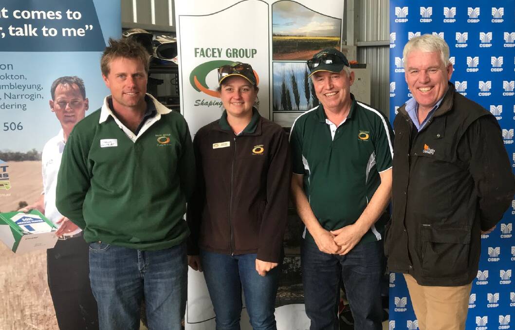 Facey Group WA vice chairman Shaun Wittwer (left), executive officer Sarah Hyde and chairman Gary Lang, with GrainGrowers regional co-ordinator Alan Meldrum.