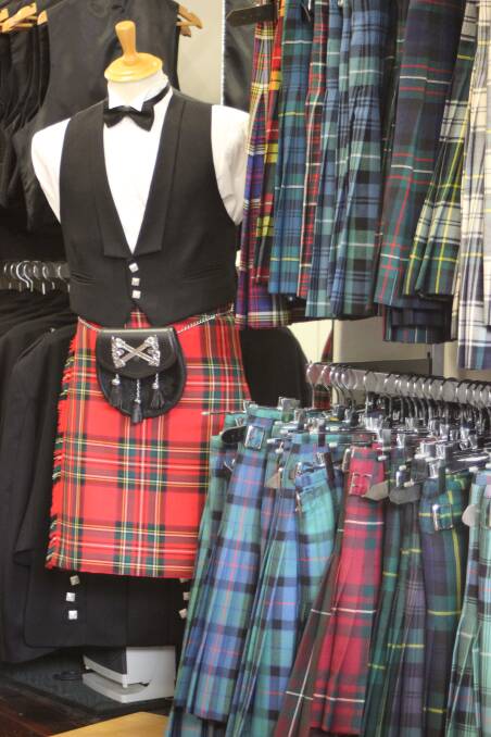 A range of kilts on display at the House of Tartan.