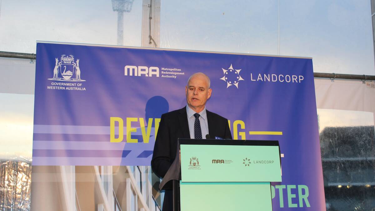LandCorp chief operating officer Dean Mudford outlining the "agribusiness themed" Peel Business Park proposal to a development opportunities showcase audience last month.