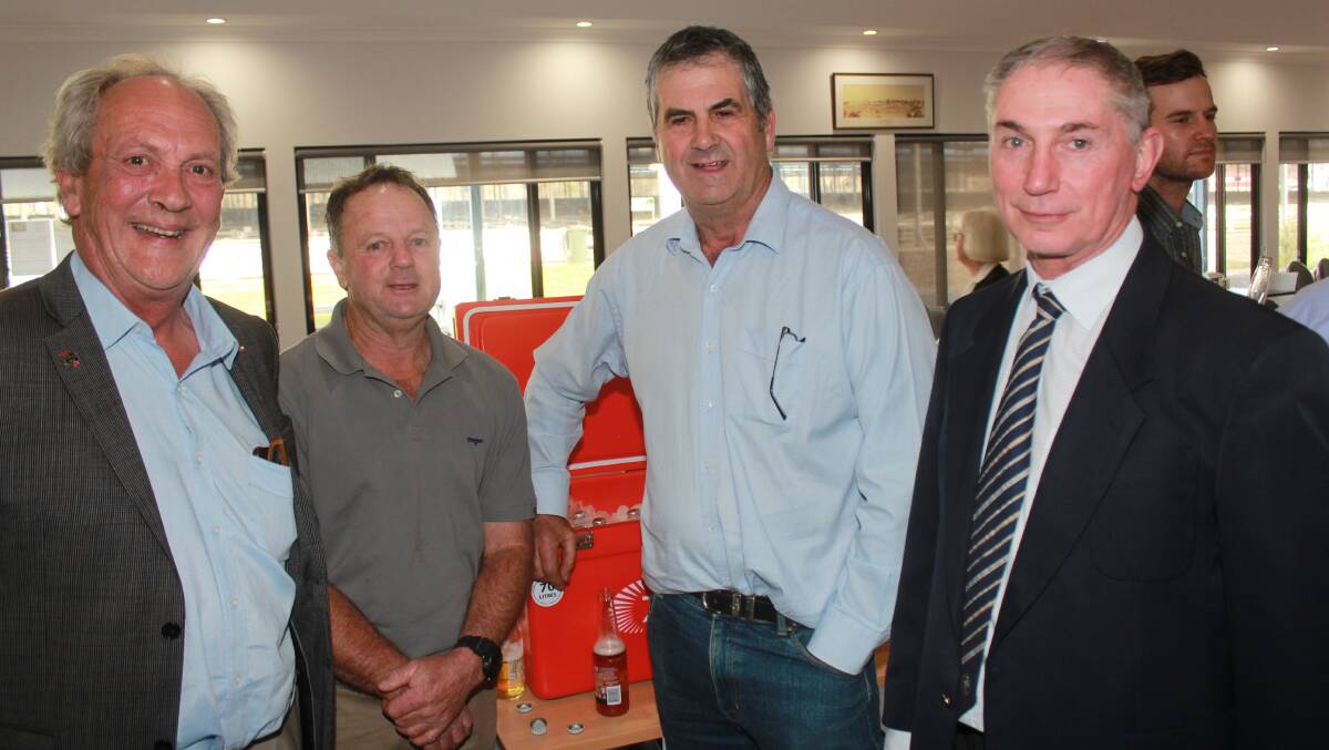 Guest speaker at last week's WAMMCO AGM and Producer of the Year awards, professor Dave Pethick (left), caught up with Kojonup producer Geoff Bilney, Kendenup, producer David Slade and WAMMCO chief operating officer Bruce Ede.