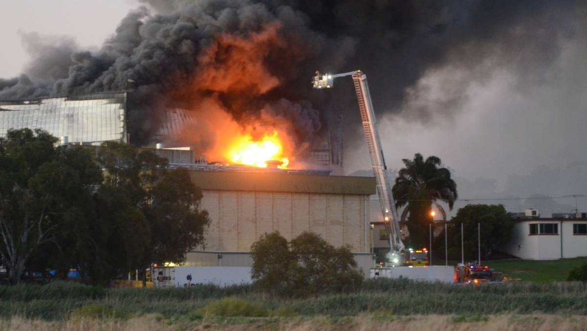 The fire at the Thomas Foods' Murray Bridge plant last year.