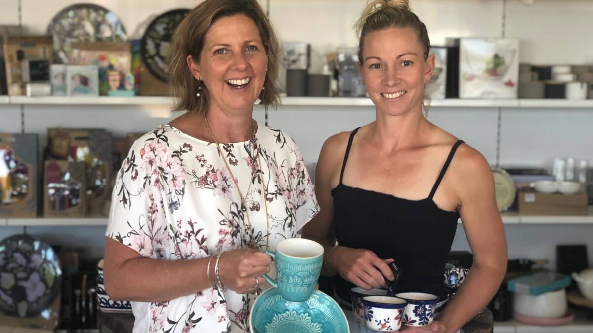 Amy Hardham (left) and Anita Parsons have spent the past two years establishing and curating their very successful home and giftware shop Three-0-Two in their home town of Narembeen