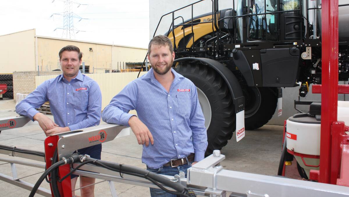 New Croplands specialist technicians Ryan Cale (left) and Tony Wyatt provided the proverbial pose for the cameras last week as the company announced plans to expand its service and product support structure in WA on the back of sustained growth over the past two years. One thing was missing when Torque turned up. There was no boom on the new C series RoGator 1300C in the background. Torque has been told it is being tested and looking great, so Croplands WA manager John Griffiths is not stressing. Neither are Ryan and Tony who are looking forward to catching up with farmers throughout the Wheatbelt during the demos. 