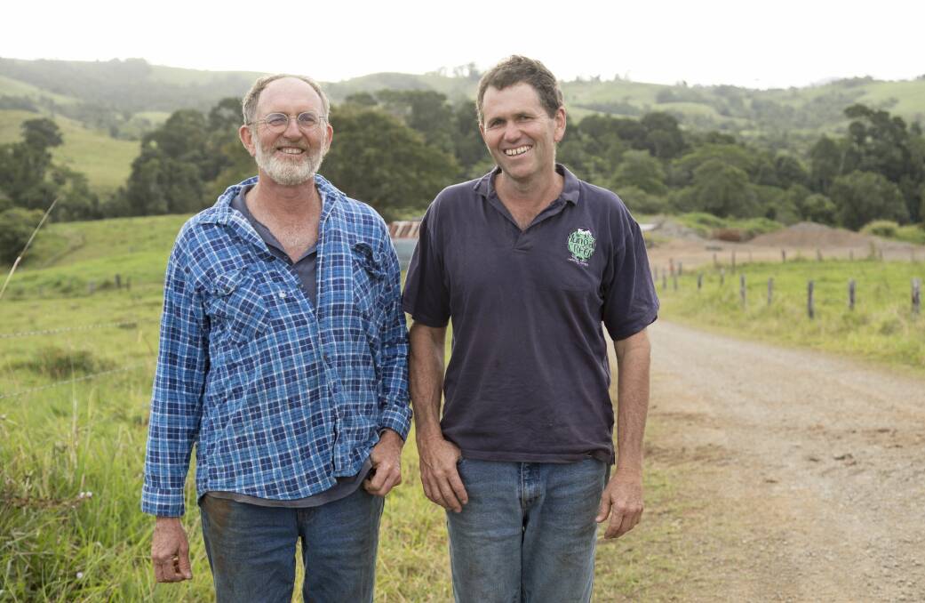 Mungalli Creek Dairy owners Rob and Danny Watson have been pioneering biodynamic regenerative dairying in the tropics for over 30 years. Photo: Mungalli.