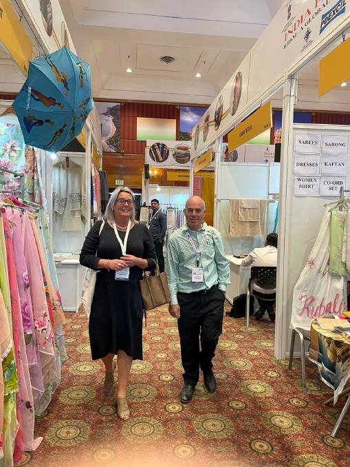 WoolProducers Australia CEO Jo Hall and president Steve Harrison at India Fashion Tex.