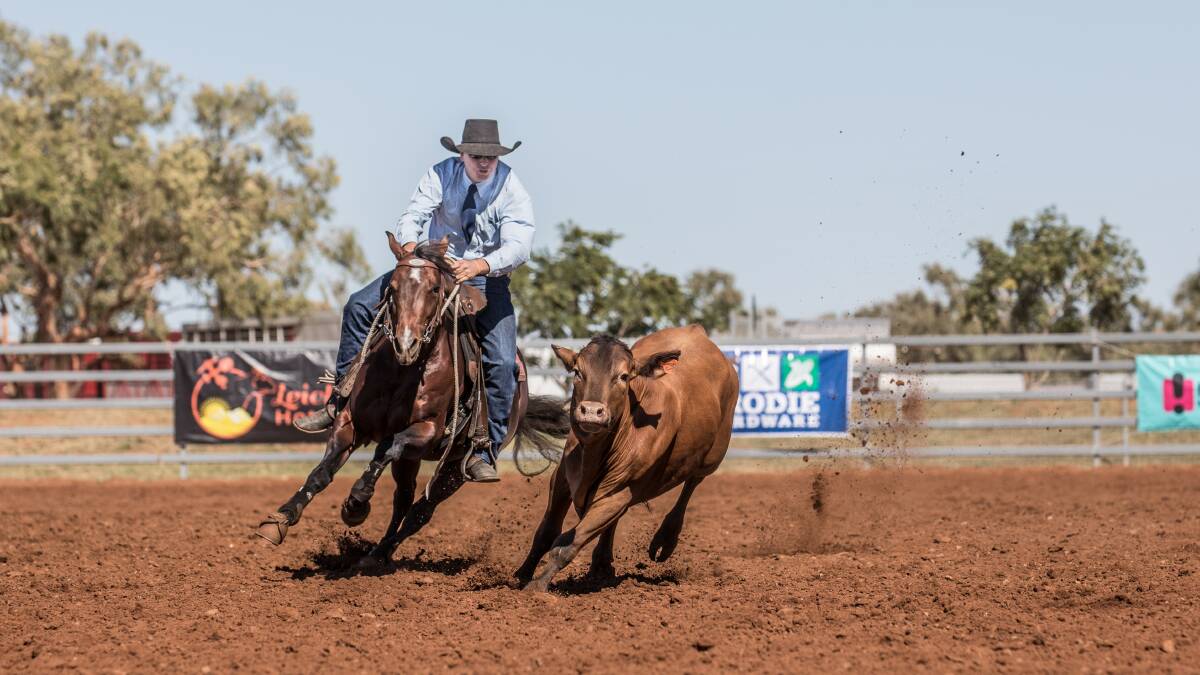 Joshua Smith, Gracemere took out the iconic Stockman's Classic Challenge riding three-year-old stallion GI M Hard. Pictures - Jo Thieme.