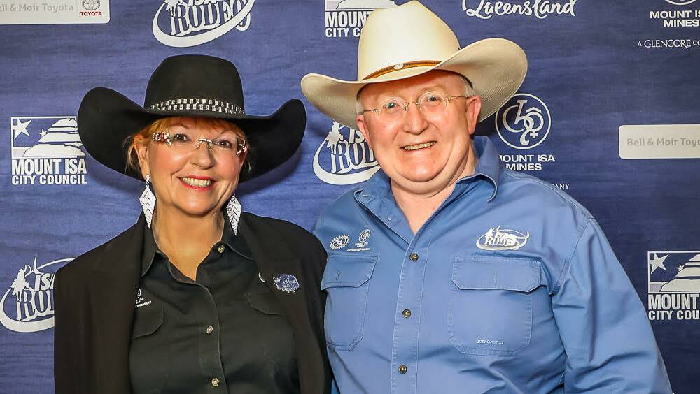 Isa Rodeo Limited Vice Chair Rowena McNally and Justice John Bond at the 2020 Mount Isa Mines Virtual VIP Rodeo Watch Party at Eatons Hill Hotel, Brisbane.