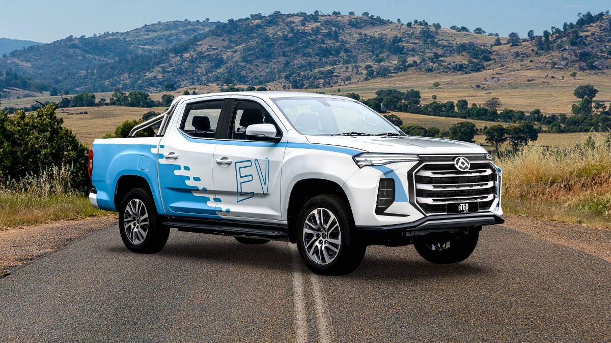 LDV's eT60 electric ute had a range of 330 kilometres during laboratory testing. Picture: Digitally altered image