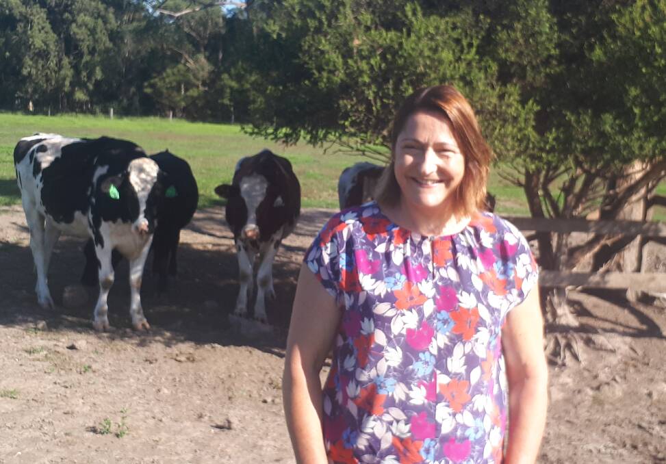 Labor candidate Fiona Phillips on her brother's dairy farm. She was beaten by just 1500 votes in 2016.