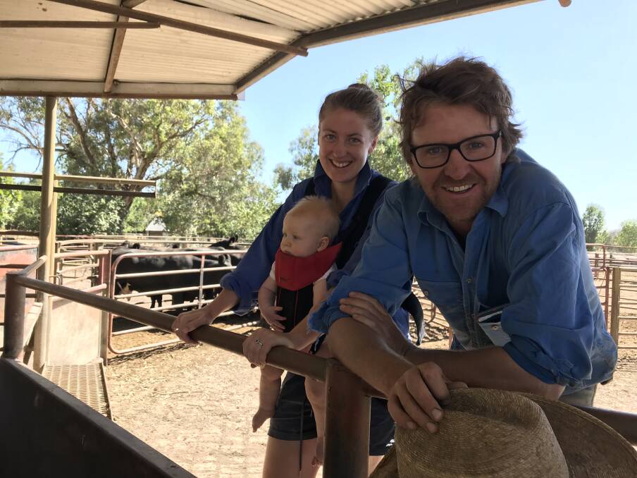 IN THE MIX: Tom and Kate Hicks specialise in breeding Red and Black Composite and Red Angus bulls with Tom's parents Andrew and Anne.