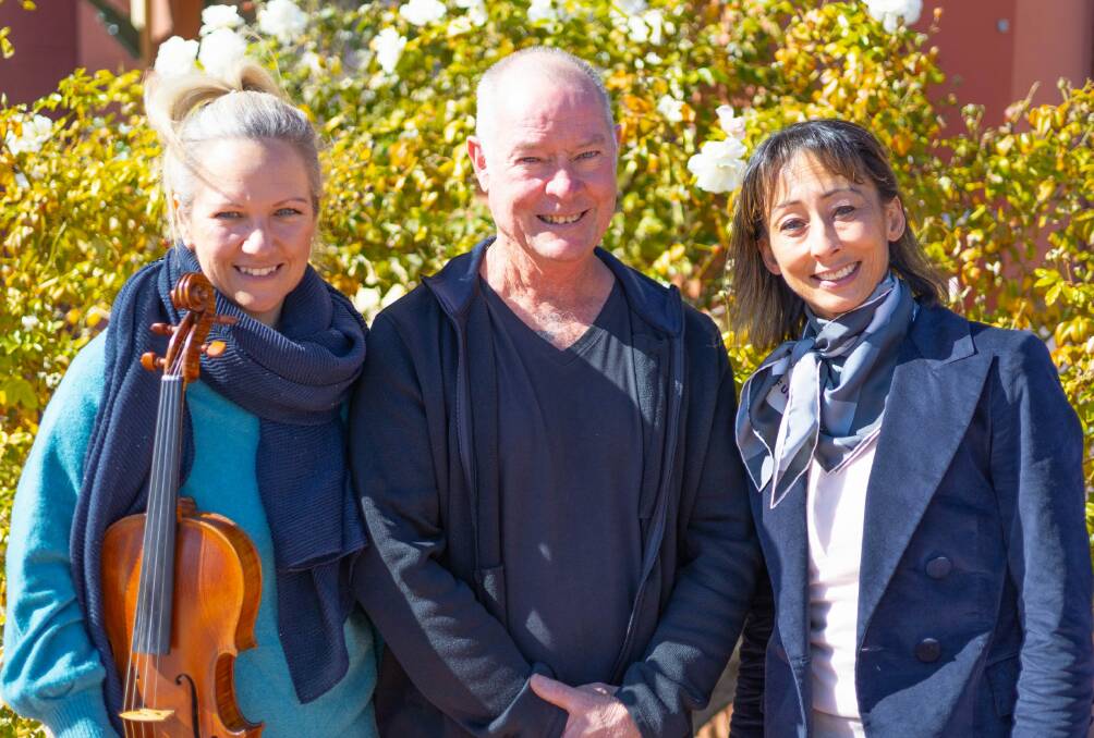 Perth Symphony Orchestra founder and former creative director Bourby Webster (left) , with Arts Narrogin events manager Brad Flett and orchestra chief executive officer Catherine Henwood.
