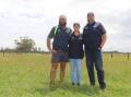 he Melaleuka Farm team at North Dandalup, farm manager Chris Paganini (left), with Katey-Jane and John Dawkins.
