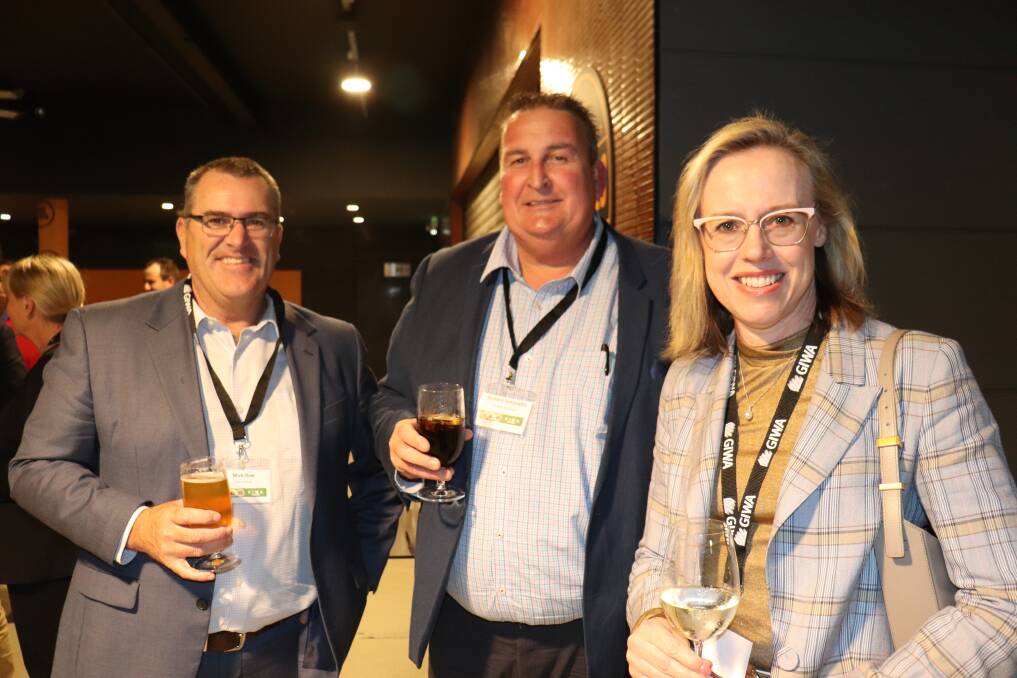 Mick Daw (left), chief operating officer, CBH Group, Richard Simonaitis, chief executive officer, Grains Australia and Natalie Lee, general manager for strategy and communication, Grains Australia.
