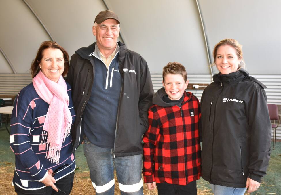 Carolyn (left) and Peter Reid, Kilamarup Farms, Boyup Brook, with Lauren Johnston and son Rocco at the Hiview on-property sale at Kulikup on Monday.