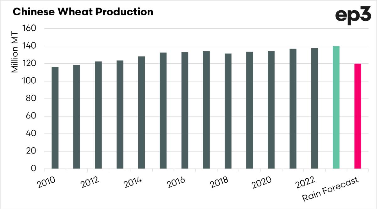Could Chinese wheat production this year be well below current USDA forecasts?
