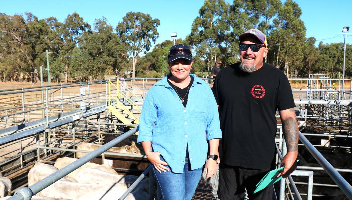 Michelle Moriarty and Ross Craigie, Roelands, attended their first cattle sale looking to buy.
