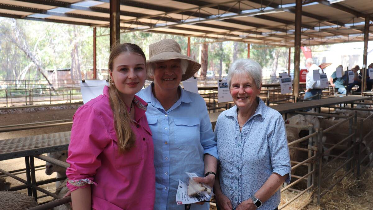 At the Ida Vale stud sale were Emmy Radford (left), Albany and Kojonup locals Anne Myers and Di Gardner.