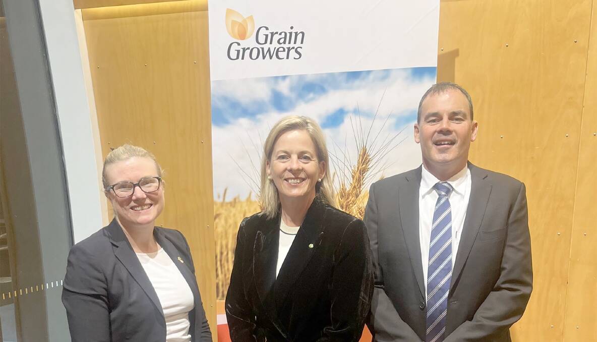 GrainGrowers Limited chief executive Shona Gawel (left), with Queensland Liberal National Party spokesperson for early childhood and education, Angie Bell and GrainGrowers chairman Rhys Turton, York, at the regional and rural childcare roundtable held in Canberra last month.
