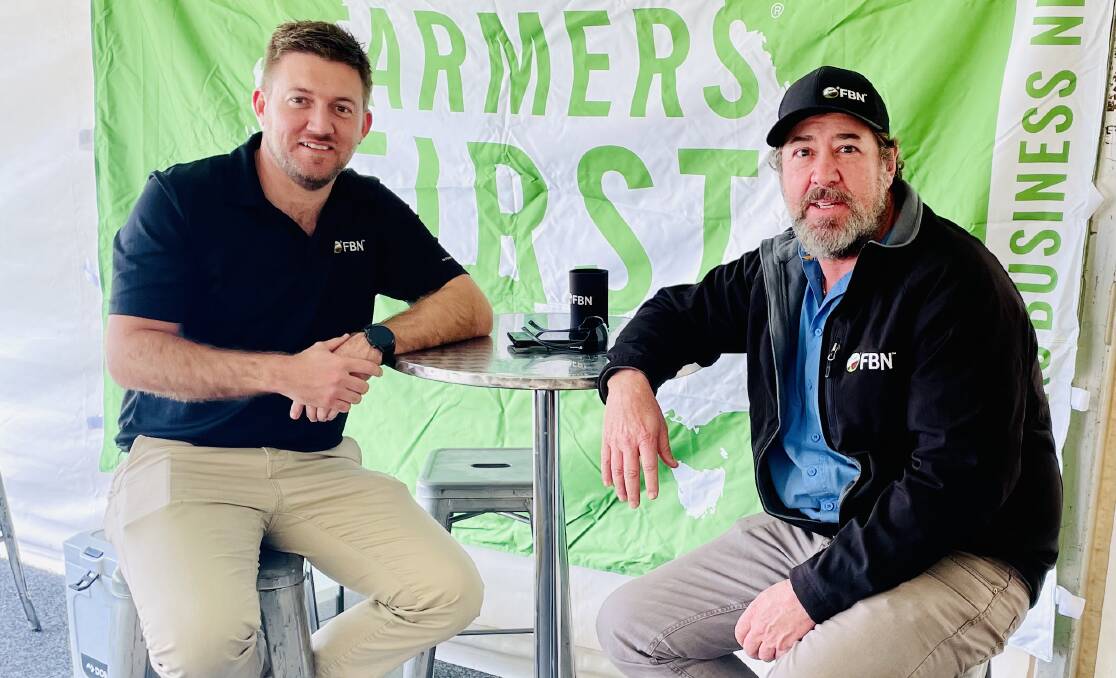 FBN Australia's head of sales Tristan Jones and Community Builder Durwin Melbin at the recent Mingenew Midwest agricultural expo in WA. 