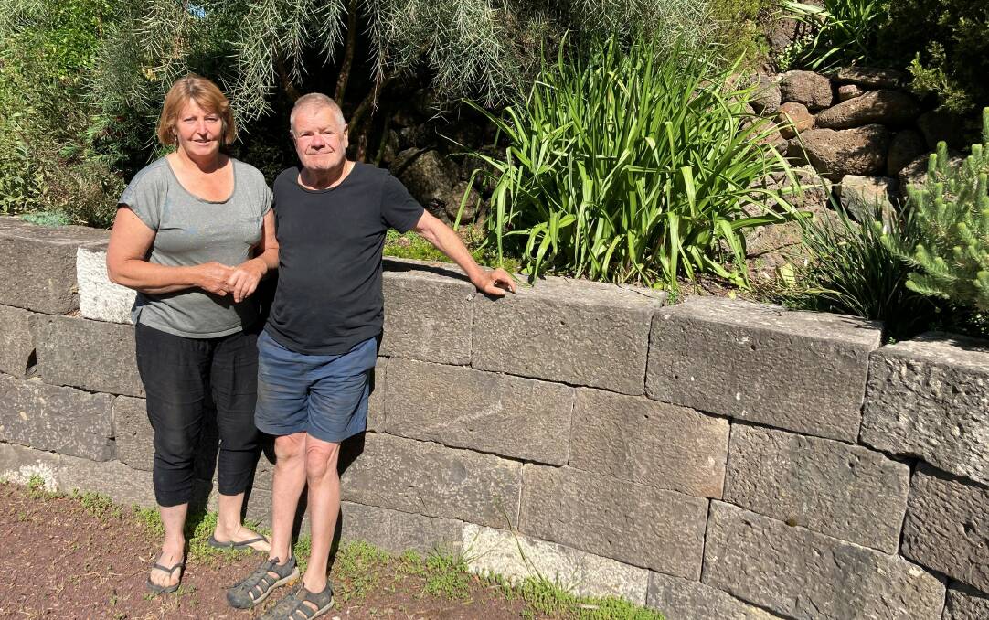 Pentridge to paradise: Jane and Paul used the historic bluestone blocks for feature walls at their property that now has no water worries thanks to its system of Kingspan Rhino tanks. Photo: Supplied
