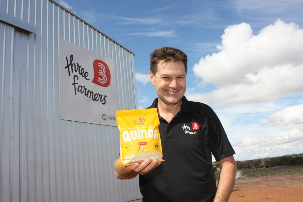 Three Farmers Quinoa will be supplied by creators Ashley Wiese (pictured), Garren Knell, Megan Gooding and 15 other WA growers to Coles, under its own brand and the Coles generic brand.