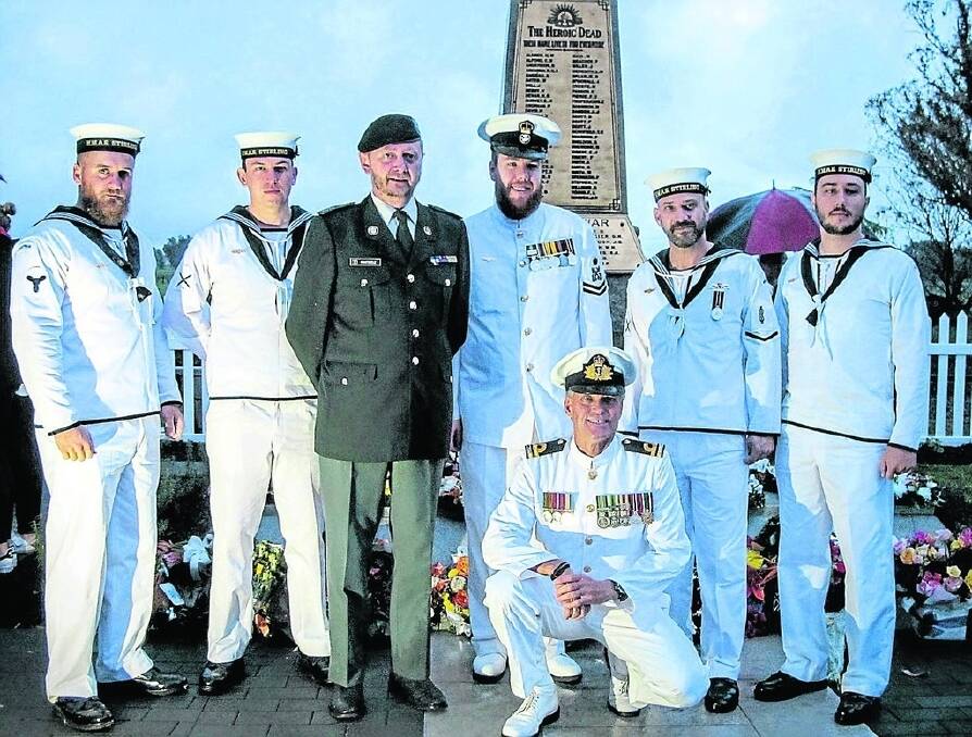 Members from HMAS Stirling joined Didier Pontzeele, head of the Belgian War Graves office, in front of the rebuilt Yarloop war memorial.