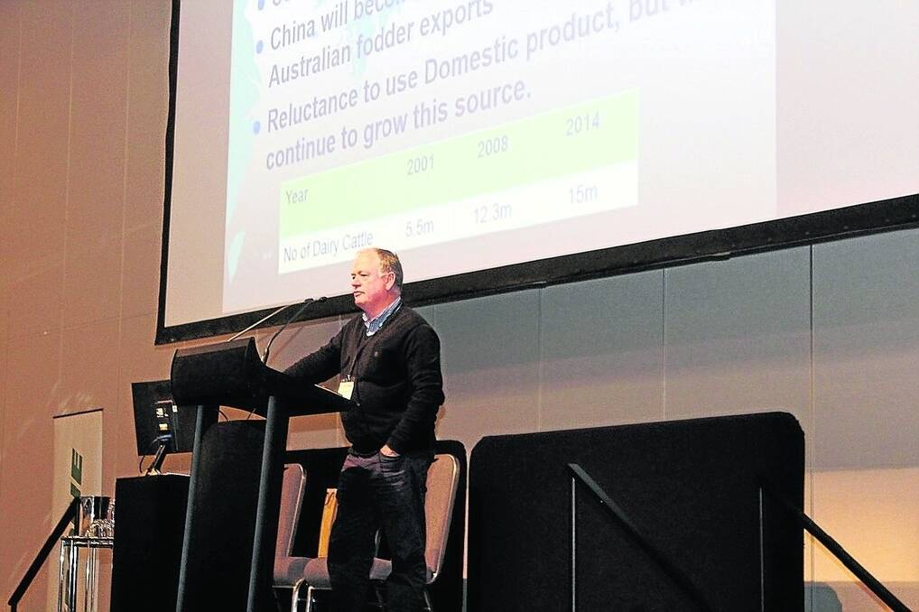 Balco Hay director Murray Smith speaking at the AFIA conference in Perth last week. 